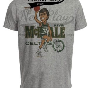 Boston Celtics Kevin McHale Retro Basketball 1987 Artwork Heather Gray Sublimated T-Shirt