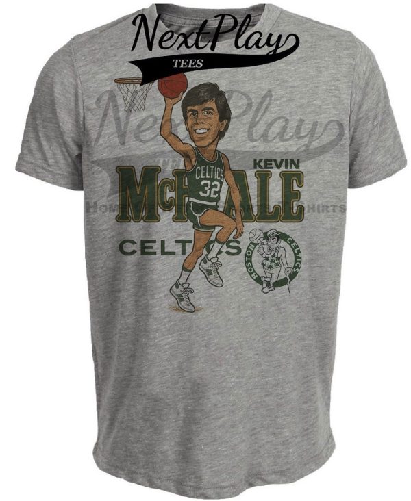 Boston Celtics Kevin McHale Retro Basketball 1987 Artwork Heather Gray Sublimated T-Shirt