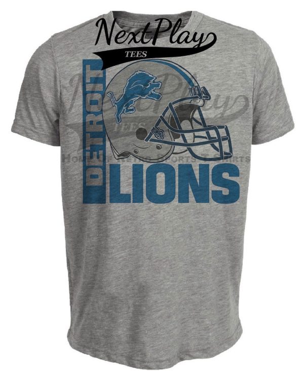 Detroit Lions Retro Rivals Football Helmet Artwork Heather Gray Sublimated T-Shirt