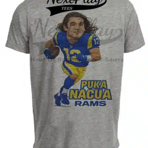 Los Angeles Rams Puka Nacua Retro Football Gray Sublimated T-Shirt