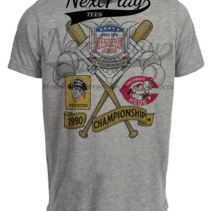 Cincinnati Reds vs. Pittsburgh Pirates National League Championship Series Retro 1990 Baseball Artwork Heather Gray Sublimated T-Shirt