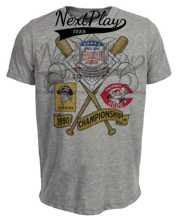 Cincinnati Reds vs. Pittsburgh Pirates National League Championship Series Retro 1990 Baseball Artwork Heather Gray Sublimated T-Shirt