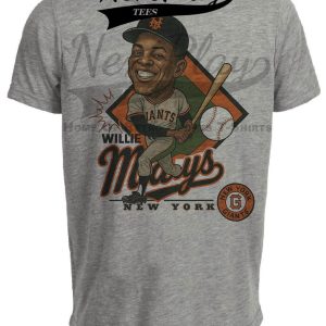 New York Giants Willie Mays Exclusive Retro Baseball 1957 Artwork Heather Gray Sublimated T-Shirt
