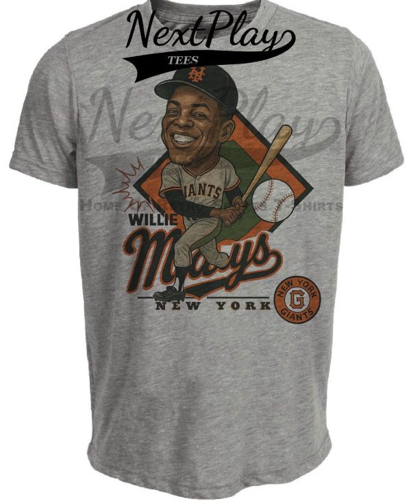 New York Giants Willie Mays Exclusive Retro Baseball 1957 Artwork Heather Gray Sublimated T-Shirt