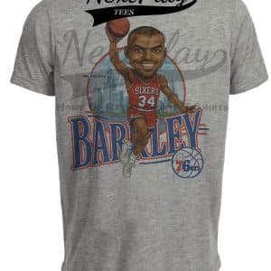 Philadelphia 76ers Charles Barkley Retro Basketball 1986 Artwork Heather Gray Sublimated T-Shirt