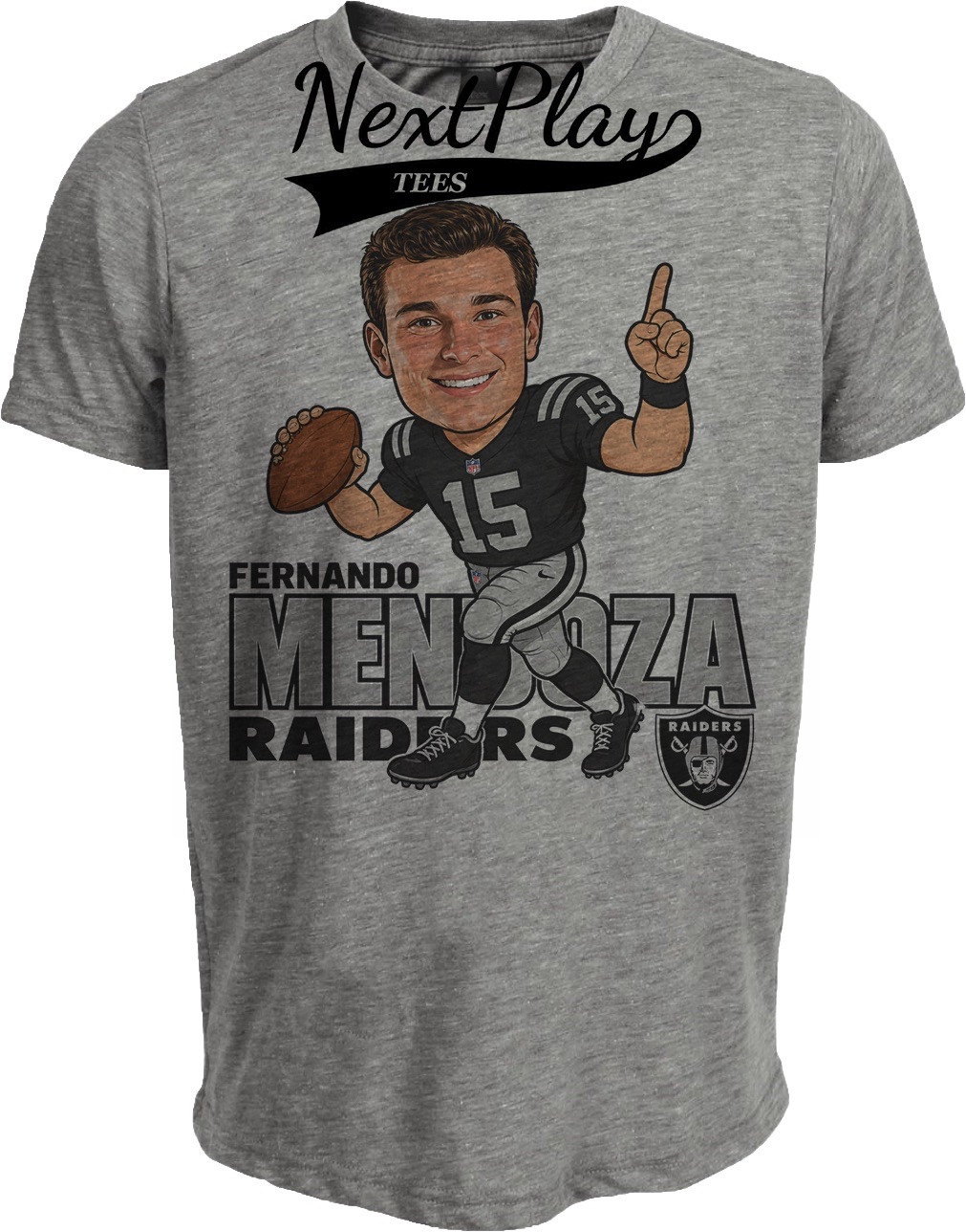 Las Vegas Raiders Fernando Mendoza Football Gray Sublimated T-Shirt