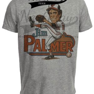 Baltimore Orioles Jim Palmer Exclusive Retro Baseball 1981 Artwork Heather Gray Sublimated T-Shirt