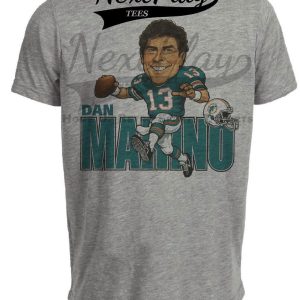 Miami Dolphins Dan Marino Retro Football 1986 Artwork Heather Gray Sublimated T-Shirt