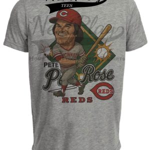 Cincinnati Reds Pete Rose Exclusive Retro Baseball 1977 Artwork Heather Gray Sublimated T-Shirt