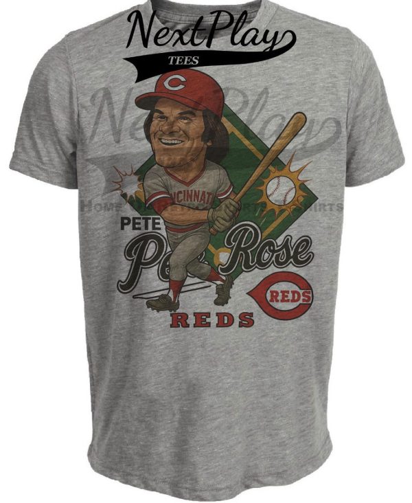 Cincinnati Reds Pete Rose Exclusive Retro Baseball 1977 Artwork Heather Gray Sublimated T-Shirt