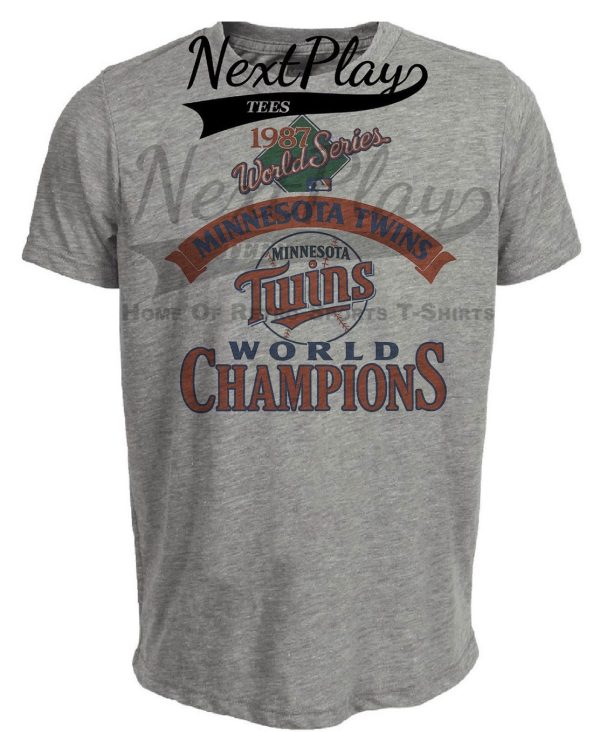 Minnesota Twins World Series Champions Retro Baseball 1987 Artwork Heather Gray Sublimated T-Shirt