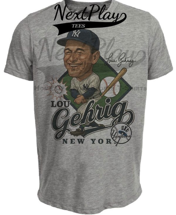New York Yankees Lou Gehrig Exclusive Retro Baseball 1936 Artwork Heather Gray Sublimated T-Shirt