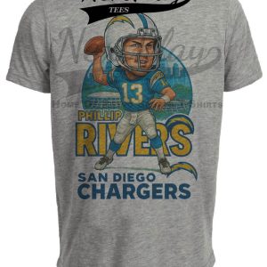 San Diego Chargers Phillip Rivers Exclusive Retro Football City Artwork Heather Gray Sublimated T-Shirt