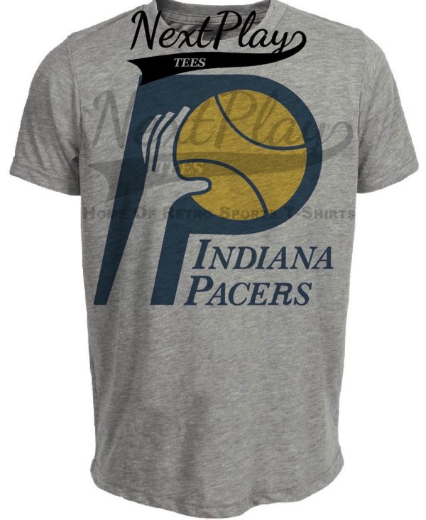 Indiana Pacers Retro Basketball 1976 Artwork Heather Gray Sublimated T-Shirt