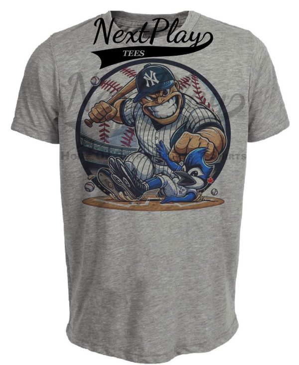 New York Yankees vs. Toronto Blue Jays Retro Rivalries Baseball Artwork Heather Gray Sublimated T-Shirt