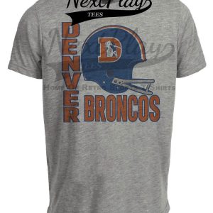 Denver Broncos Throwback Retro Football Helmet 1985 Artwork Heather Gray Sublimated T-Shirt