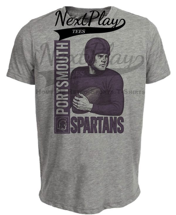 Portsmouth Spartans Rare Retro Football 1931 Artwork Heather Gray Sublimated T-Shirt