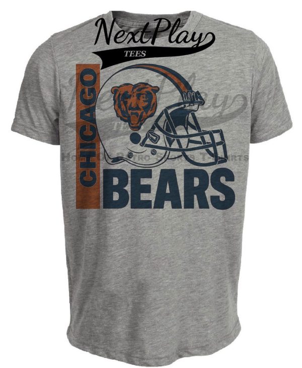Chicago Bears Retro Rivals Football Helmet Artwork Heather Gray Sublimated T-Shirt