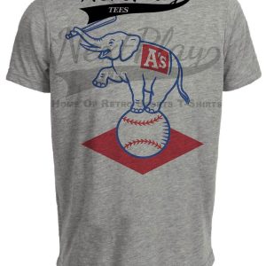Kansas City Athletics A’s Exclusive Retro Baseball 1955 Artwork Heather Gray Sublimated T-Shirt