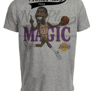 Los Angeles Lakers Magic Johnson Retro Basketball 1988 Artwork Heather Gray Sublimated T-Shirt