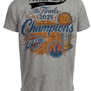 Oklahoma City Thunder The Finals Champions Exclusive Retro Basketball Artwork Heather Gray Sublimated T-Shirt