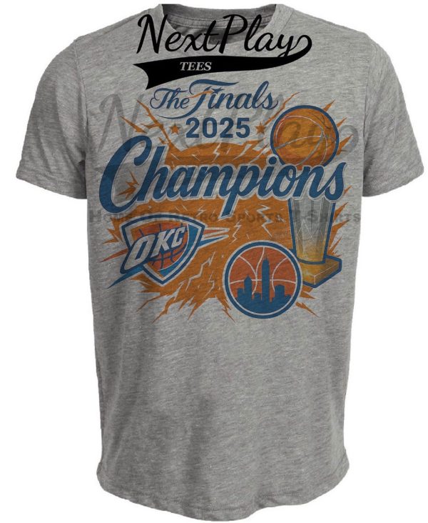 Oklahoma City Thunder The Finals Champions Exclusive Retro Basketball Artwork Heather Gray Sublimated T-Shirt