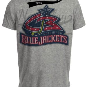 Columbus Blue Jackets Retro Hockey Artwork Heather Gray Sublimated T-Shirt