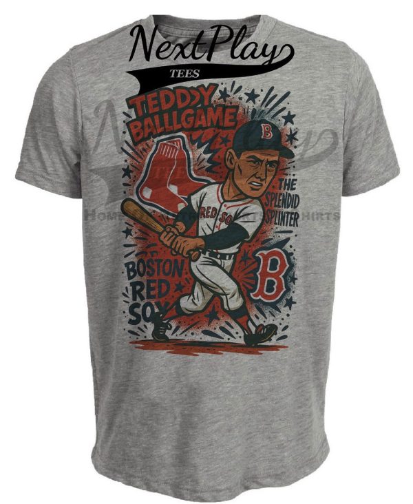 Boston Red Sox Ted Williams Graffiti Splendid Splinter Retro Baseball Artwork Heather Gray Sublimated T-Shirt