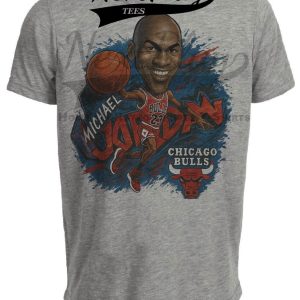 Chicago Bulls Michael Air Jordan Exclusive Retro Basketball 1989 Artwork Heather Gray Sublimated T-Shirt