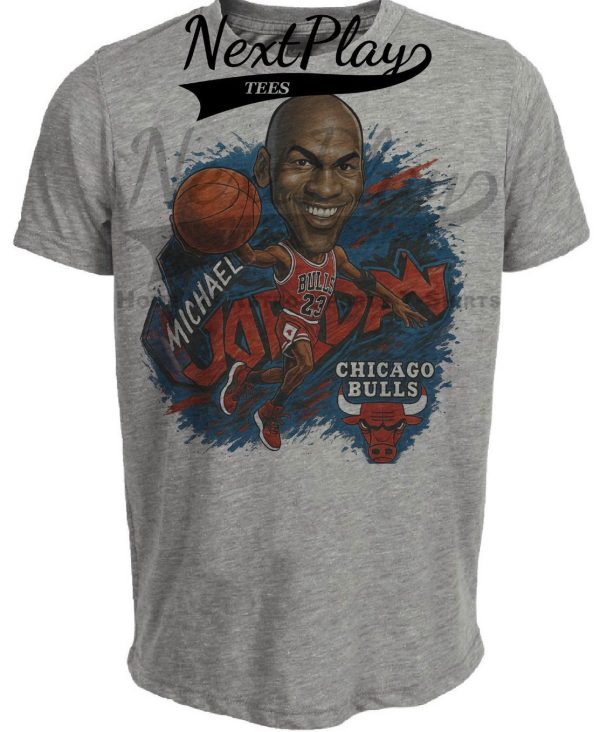 Chicago Bulls Michael Air Jordan Exclusive Retro Basketball 1989 Artwork Heather Gray Sublimated T-Shirt