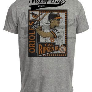 Baltimore Orioles Cal Ripken Jr. Retro Baseball 1992 Artwork Heather Gray Sublimated T-Shirt