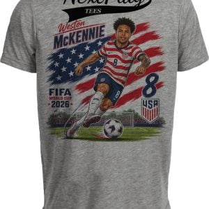 USA Weston McKennie World Cup Soccer Caricature Gray Sublimated T-Shirt
