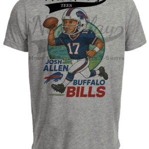 Buffalo Bills Josh Allen Exclusive Retro Football City Artwork Heather Gray Sublimated T-Shirt