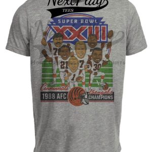 Cincinnati Bengals Super Bowl XXIII AFC Champions Retro Football 1988 Artwork Heather Gray Sublimated T-Shirt
