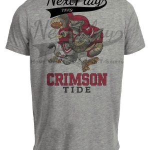 Alabama Crimson Tide Mascot Retro Football 1991 Artwork Heather Gray Sublimated T-Shirt