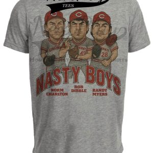 Cincinnati Reds Nasty Boys Exclusive Retro Baseball 1990 Artwork Heather Gray Sublimated T-Shirt