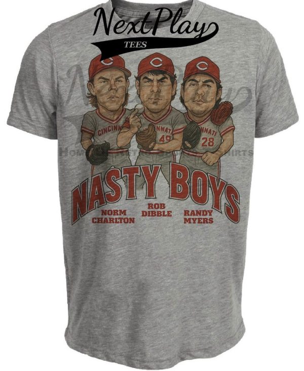 Cincinnati Reds Nasty Boys Exclusive Retro Baseball 1990 Artwork Heather Gray Sublimated T-Shirt