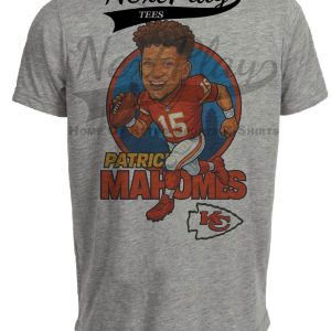 Kansas City Chiefs Patrick Mahomes Exclusive Retro Football Kingdom Artwork Heather Gray Sublimated T-Shirt