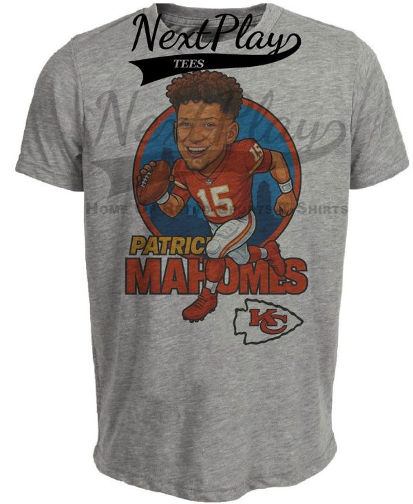 Kansas City Chiefs Patrick Mahomes Exclusive Retro Football Kingdom Artwork Heather Gray Sublimated T-Shirt