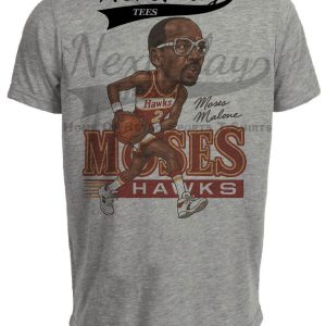 Atlanta Hawks Moses Malone Exclusive Retro Basketball 1988 Artwork Heather Gray Sublimated T-Shirt