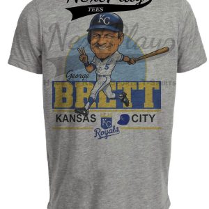 Kansas City Royals George Brett Retro Baseball 1983 Artwork Heather Gray Sublimated T-Shirt