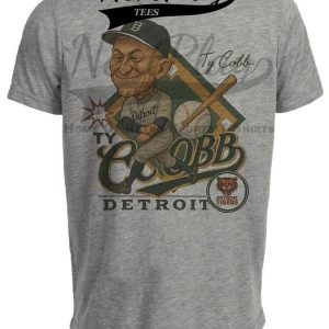 Detroit Tigers Ty Cobb Exclusive Retro Baseball 1925 Artwork Heather Gray Sublimated T-Shirt