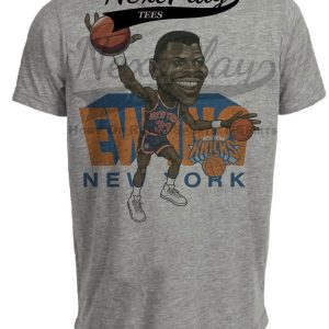 New York Knicks Patrick Ewing Retro Basketball 1988 Artwork Heather Gray Sublimated T-Shirt