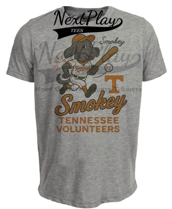 Tennessee Volunteers Smokey Mascot Retro Baseball Artwork Heather Gray Sublimated T-Shirt