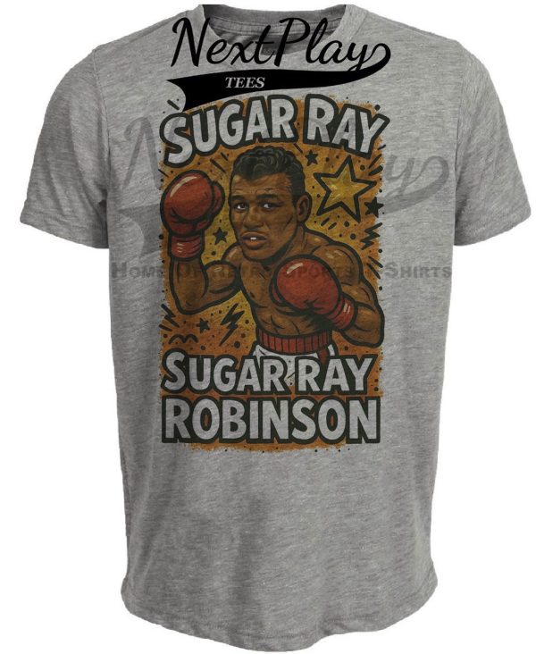 Sugar Ray Robinson Graffiti Exclusive Retro Boxing Artwork Heather Gray Sublimated T-Shirt
