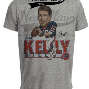 Buffalo Bills Jim Kelly Retro Football 1990 Artwork Heather Gray Sublimated T-Shirt