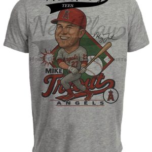 Los Angeles Angels Mike Trout Exclusive Retro Baseball 2011 Artwork Heather Gray Sublimated T-Shirt