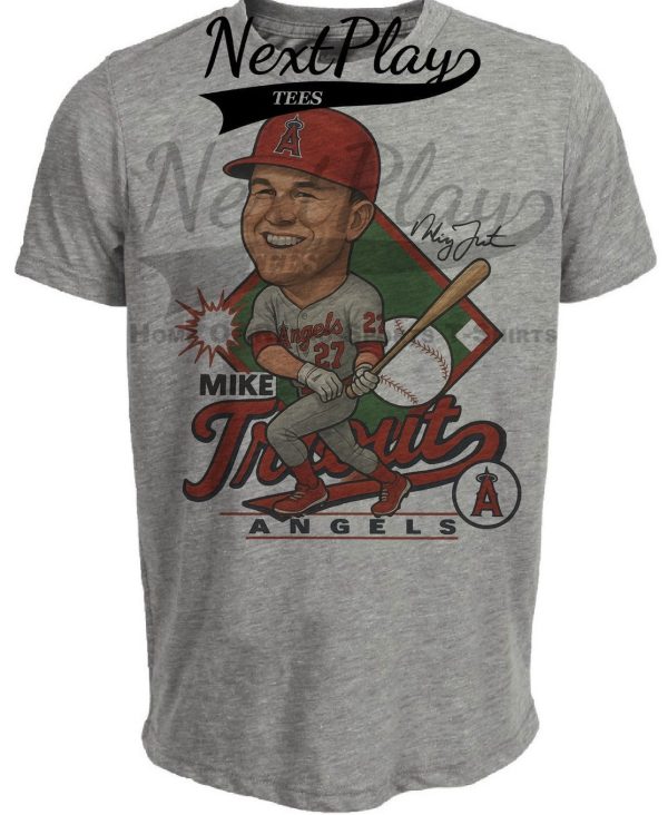 Los Angeles Angels Mike Trout Exclusive Retro Baseball 2011 Artwork Heather Gray Sublimated T-Shirt