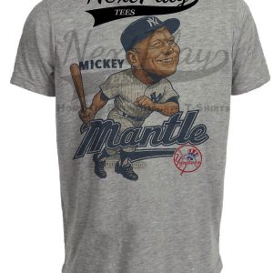 New York Yankees Mickey Mantle Retro Baseball 1956 Artwork Heather Gray Sublimated T-Shirt