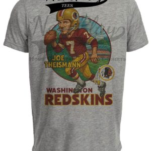 Washington Redskins Joe Theismann Exclusive Retro Football City Artwork Heather Gray Sublimated T-Shirt